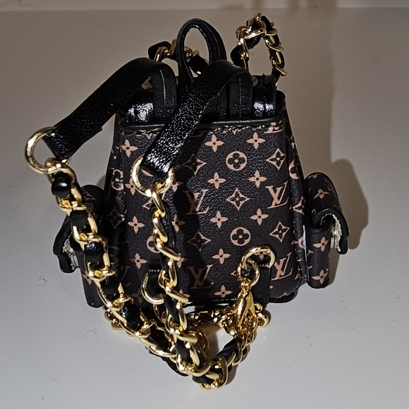 Brown Mini Backpack Charm Or Accessory - Picture 2 of 2